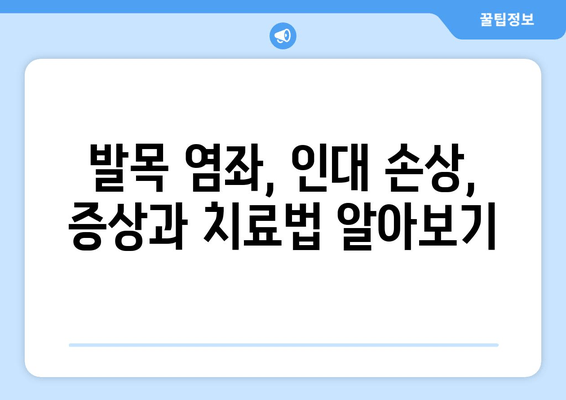 발목 딱 소리, 방치하면 위험해요? | 발목 통증, 염좌, 인대 손상, 치료