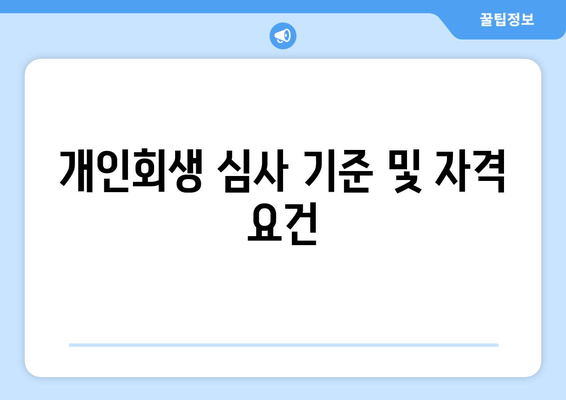 개인회생 심사 기준 및 자격 요건