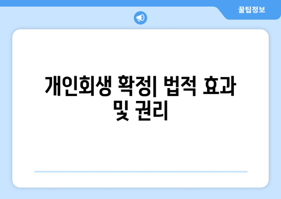 개인회생 확정| 법적 효과 및 권리