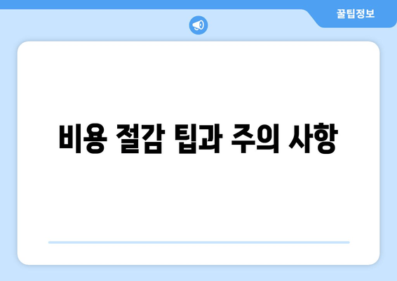 비용 절감 팁과 주의 사항