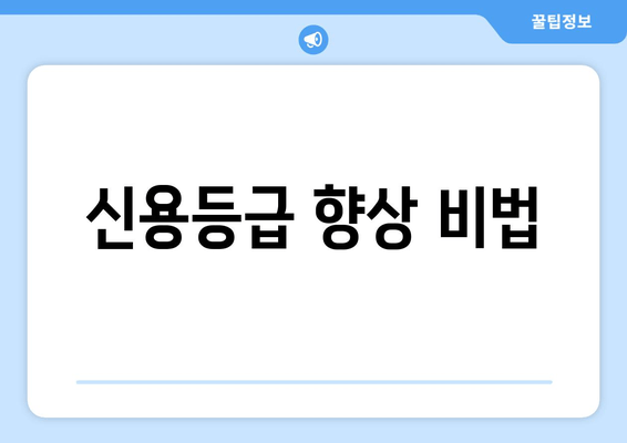 신용등급 향상 비법