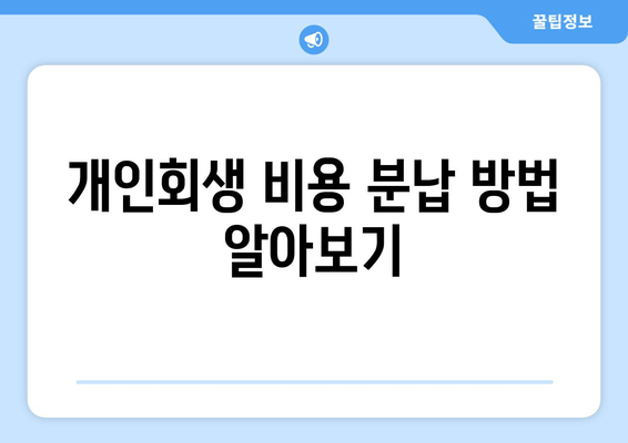 개인회생 비용 분납 방법 알아보기