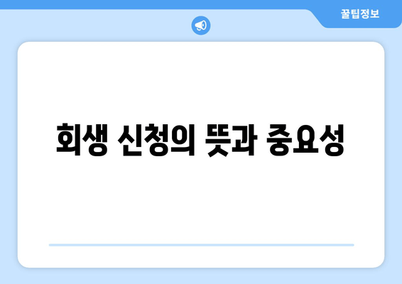 회생 신청의 뜻과 중요성