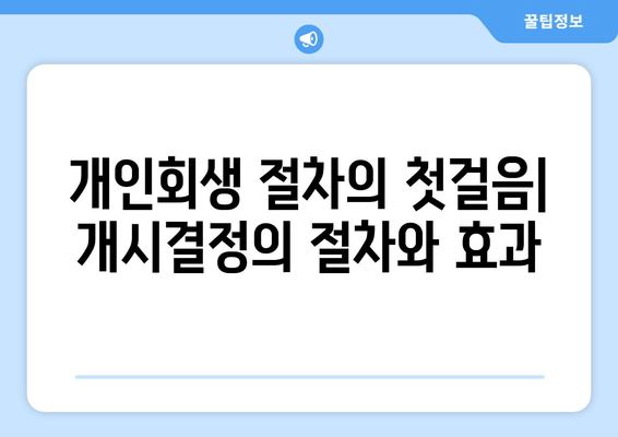 개인회생 절차의 첫걸음| 개시결정의 절차와 효과