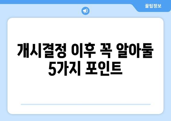 개시결정 이후 꼭 알아둘 5가지 포인트