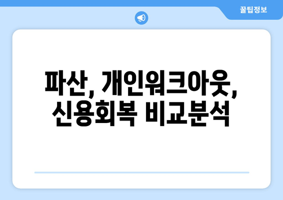 파산, 개인워크아웃, 신용회복 비교분석