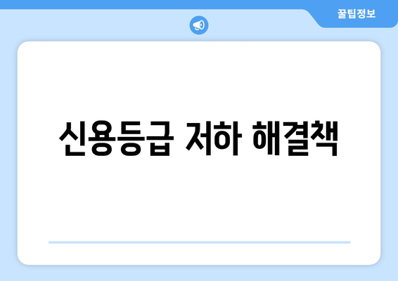 신용등급 저하 해결책