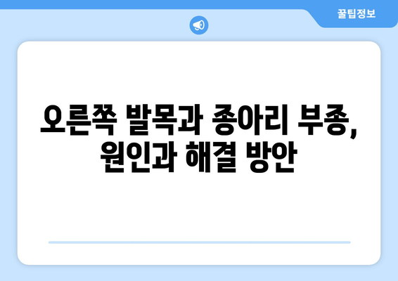 오른쪽 발목과 종아리 부종, 원인과 해결 방안 | 부종, 발목 통증, 종아리 통증, 붓기, 건강