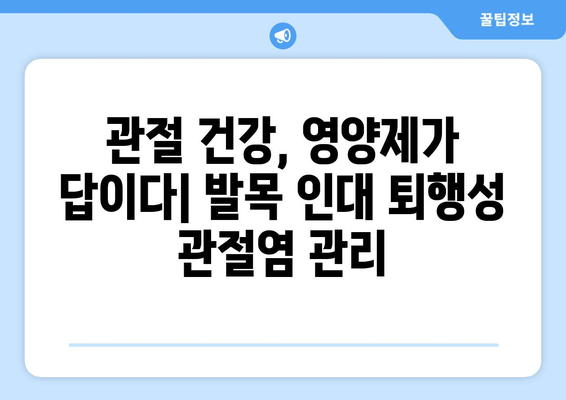 발목 인대 퇴행성 관절염| 관절 영양제로 건강 관리하는 방법 | 관절 건강, 통증 완화, 영양제 추천