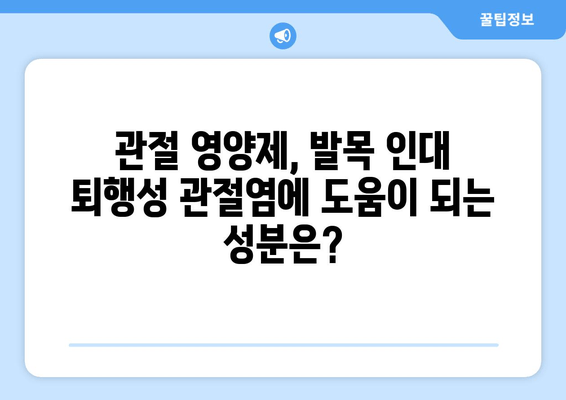 발목 인대 퇴행성 관절염| 관절 영양제로 건강 관리하는 방법 | 관절 건강, 통증 완화, 영양제 추천