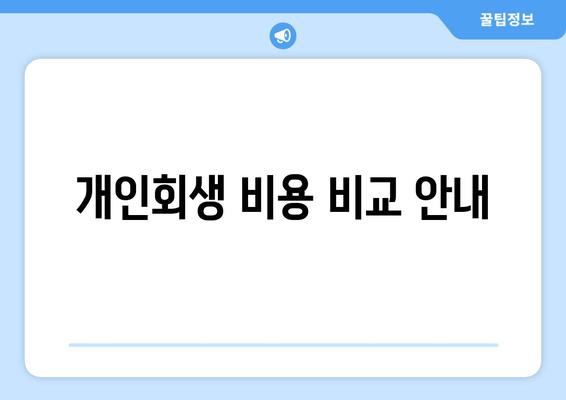 개인회생 비용 비교 안내