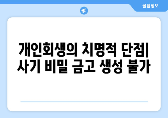 개인회생의 치명적 단점| 사기 비밀 금고 생성 불가