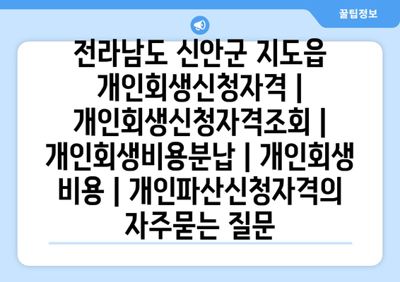 전라남도 신안군 지도읍 개인회생신청자격 | 개인회생신청자격조회 | 개인회생비용분납 | 개인회생 비용 | 개인파산신청자격