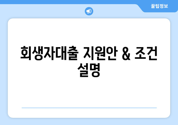 회생자대출 지원안 & 조건 설명