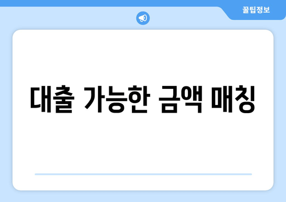 대출 가능한 금액 매칭