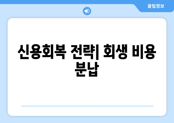 신용회복 전략| 회생 비용 분납