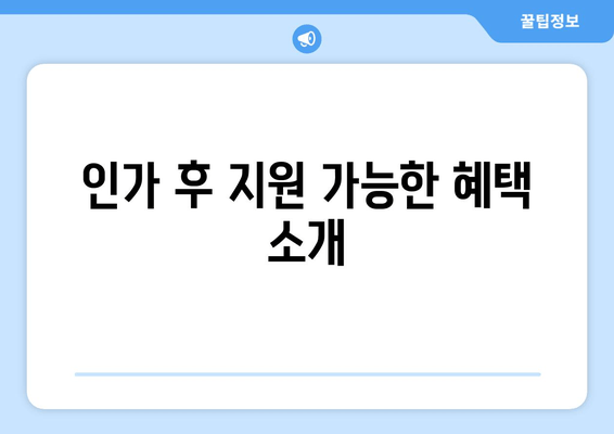 인가 후 지원 가능한 혜택 소개