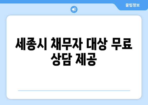 세종시 채무자 대상 무료 상담 제공