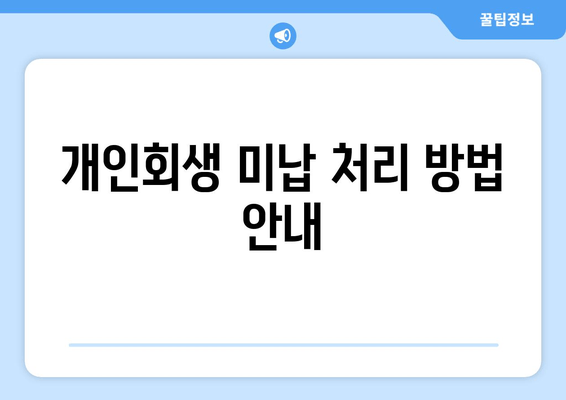 개인회생 미납 처리 방법 안내