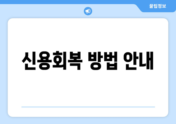 신용회복 방법 안내