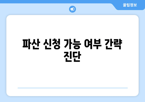 파산 신청 가능 여부 간략 진단