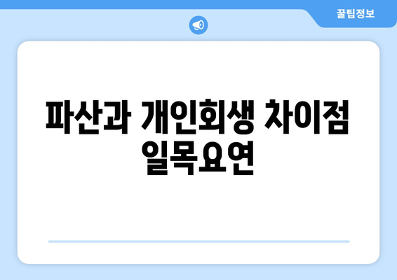 파산과 개인회생 차이점 일목요연