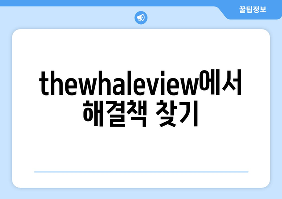 thewhaleview에서 해결책 찾기