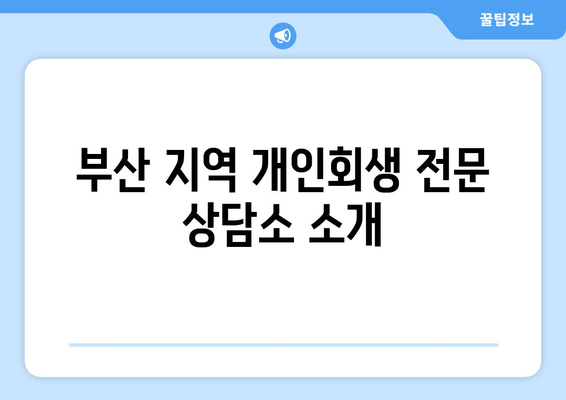 부산 지역 개인회생 전문 상담소 소개