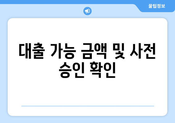 대출 가능 금액 및 사전 승인 확인