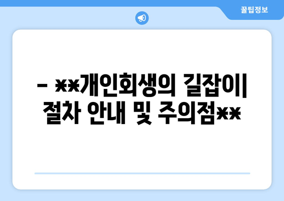 - **개인회생의 길잡이| 절차 안내 및 주의점**