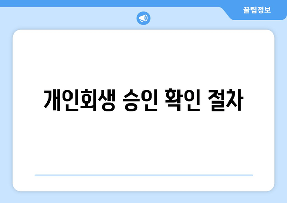 개인회생 승인 확인 절차