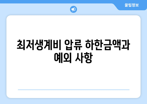 최저생계비 압류 하한금액과 예외 사항