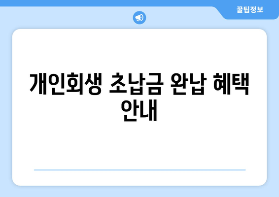 개인회생 초납금 완납 혜택 안내