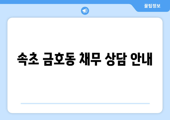 속초 금호동 채무 상담 안내