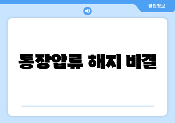 통장압류 해지 비결