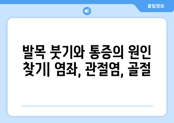 발목 붓기와 통증| 염좌, 관절염, 골절, 원인과 증상 파악하기 | 발목 통증, 발목 부상, 통증 완화