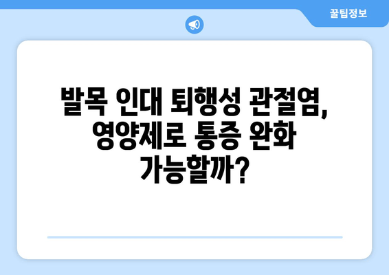 발목 인대 퇴행성 관절염| 관절 영양제로 건강 관리하는 방법 | 관절 건강, 통증 완화, 영양제 추천