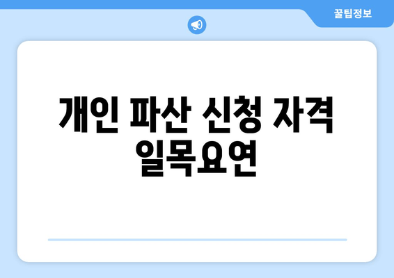 개인 파산 신청 자격 일목요연