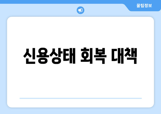 신용상태 회복 대책