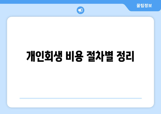 개인회생 비용 절차별 정리