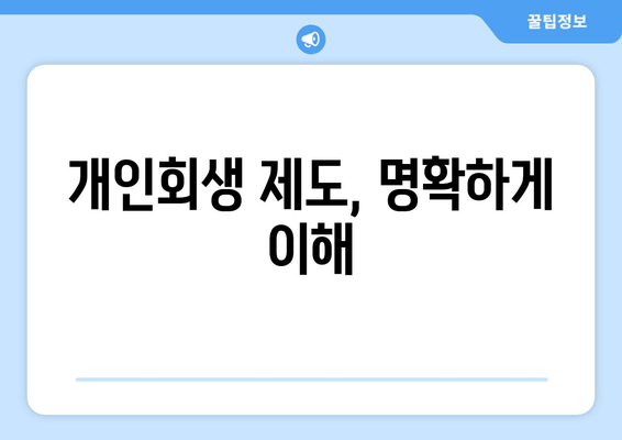 개인회생 제도, 명확하게 이해