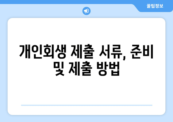 개인회생 제출 서류, 준비 및 제출 방법