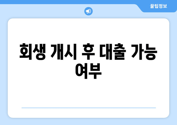 회생 개시 후 대출 가능 여부