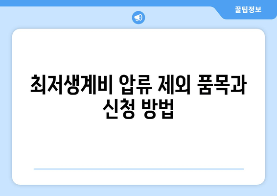 최저생계비 압류 제외 품목과 신청 방법