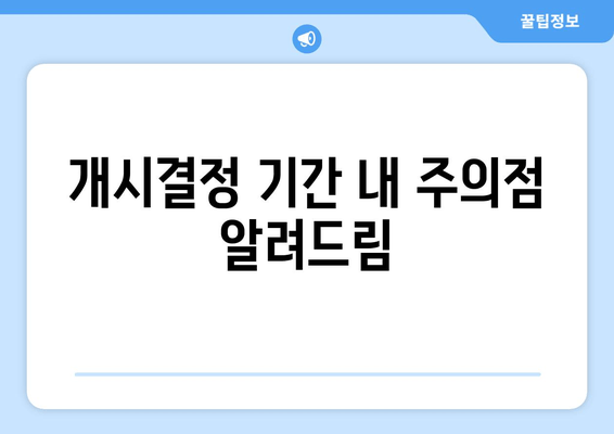 개시결정 기간 내 주의점 알려드림