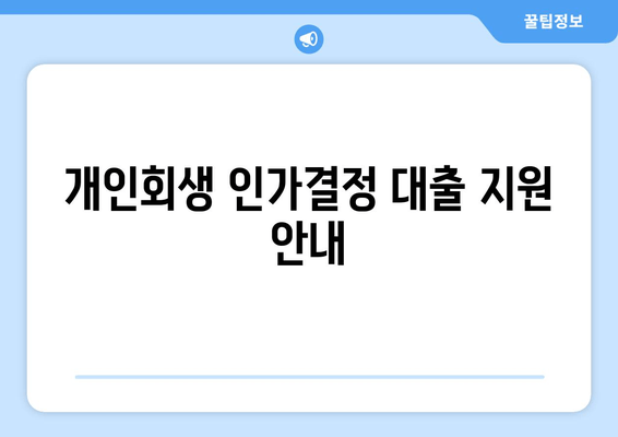 개인회생 인가결정 대출 지원 안내