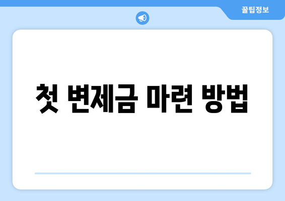 첫 변제금 마련 방법