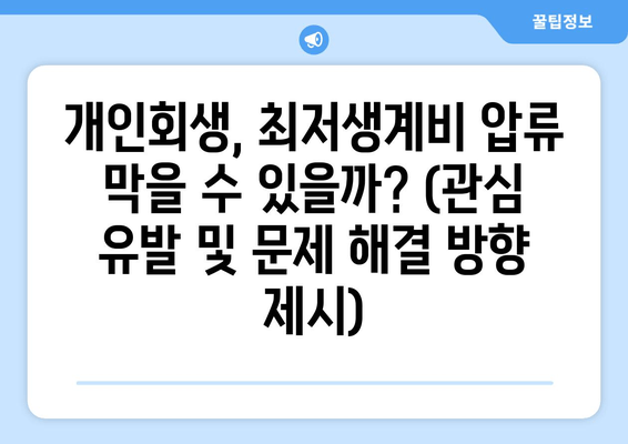 개인회생, 최저생계비 압류 막을 수 있을까? (관심 유발 및 문제 해결 방향 제시)