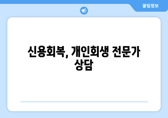 신용회복, 개인회생 전문가 상담