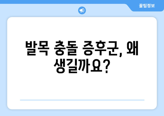 발목 충돌 증후군, 수술 vs 비수술 치료| 나에게 맞는 선택은? | 발목 통증, 운동 제한, 재활, 치료법